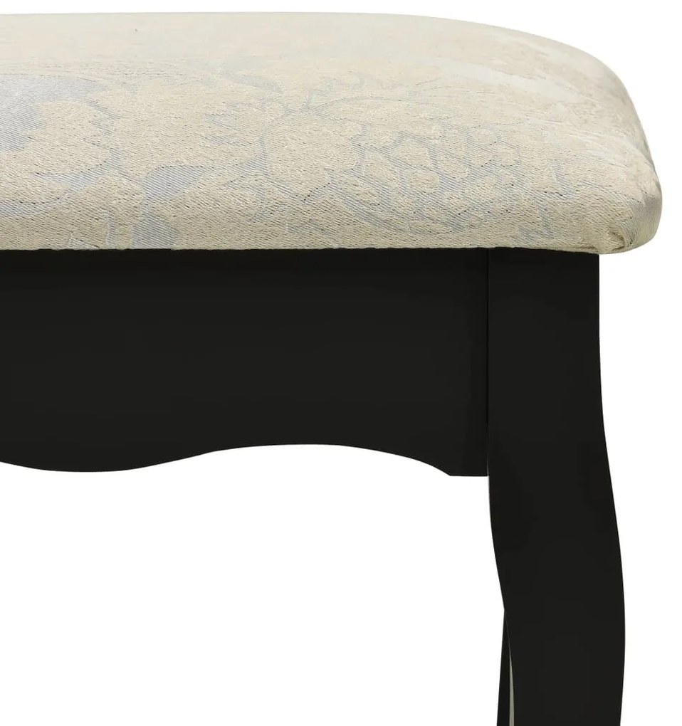 Conj. toucador com banco 50x59x136 cm madeira paulownia preto