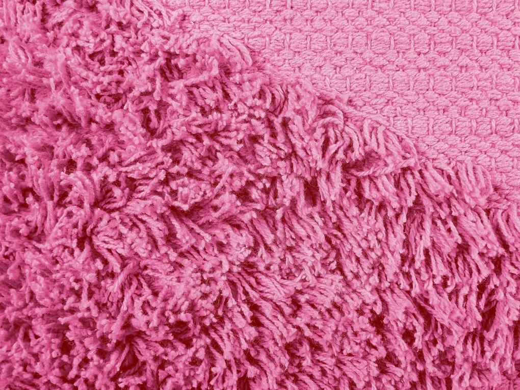 Almofada decorativa em algodão rosa 45 x 45 cm RHOEO Beliani