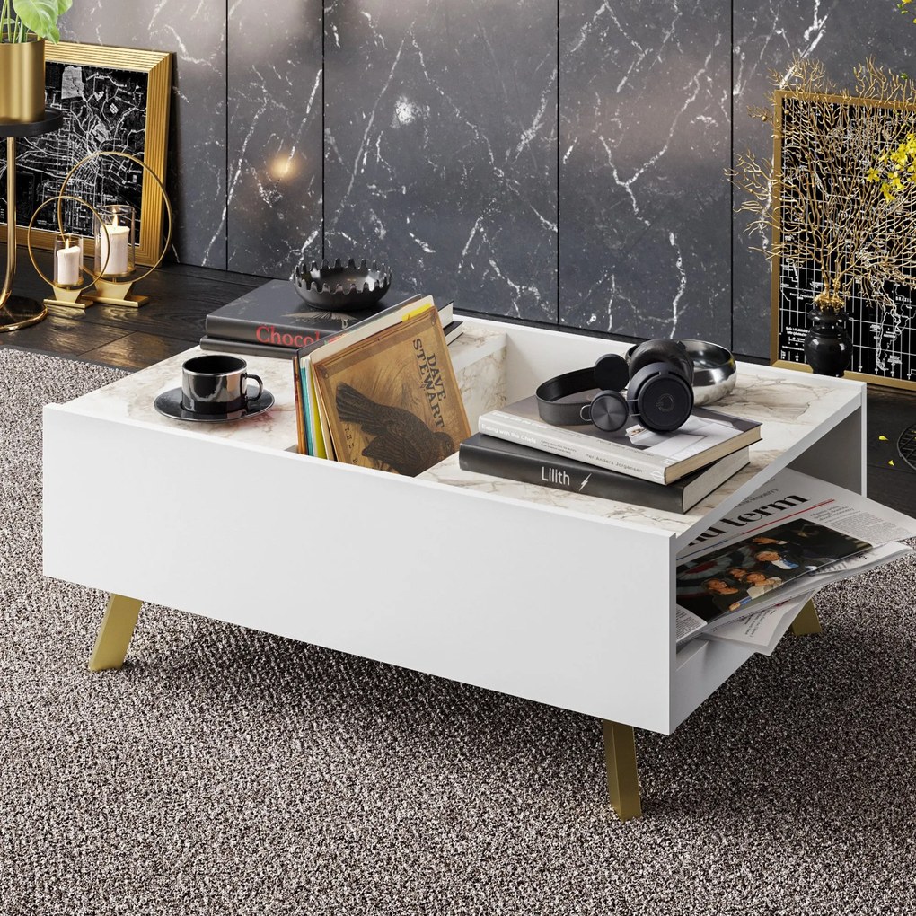 Mesa de Centro Frida – Branco – 90x63x34 cm