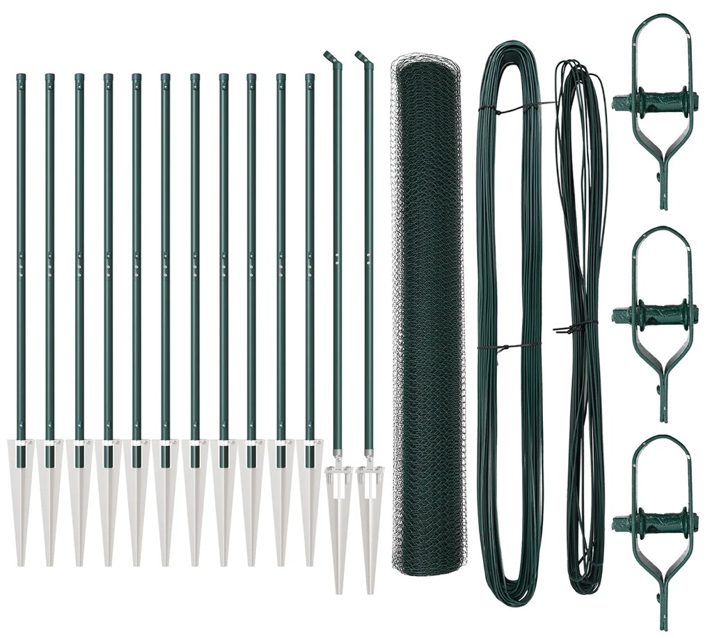 Conjunto de Cercas Conjunto de 2 Verde Metal, Plástico 25 x 1,2 m