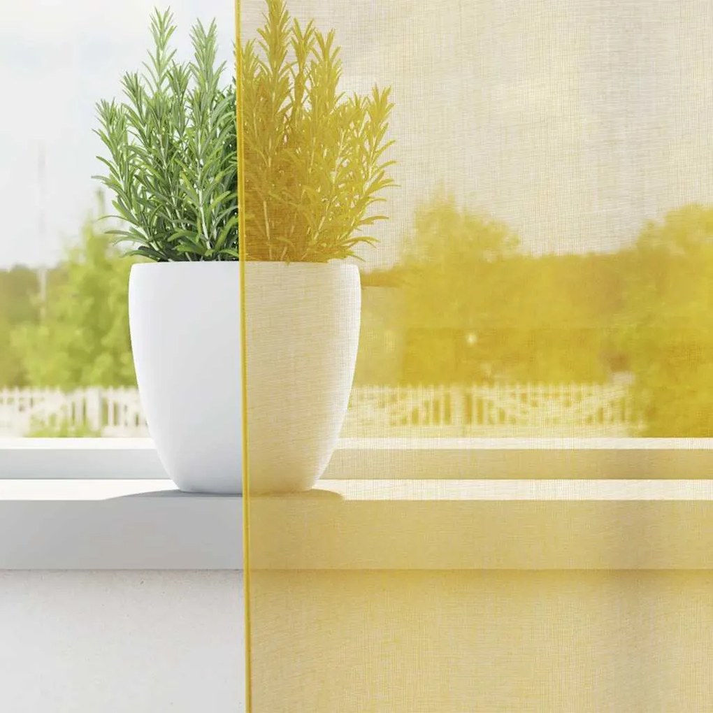 Cortinas de voile com ilhós 2 pcs amarelo