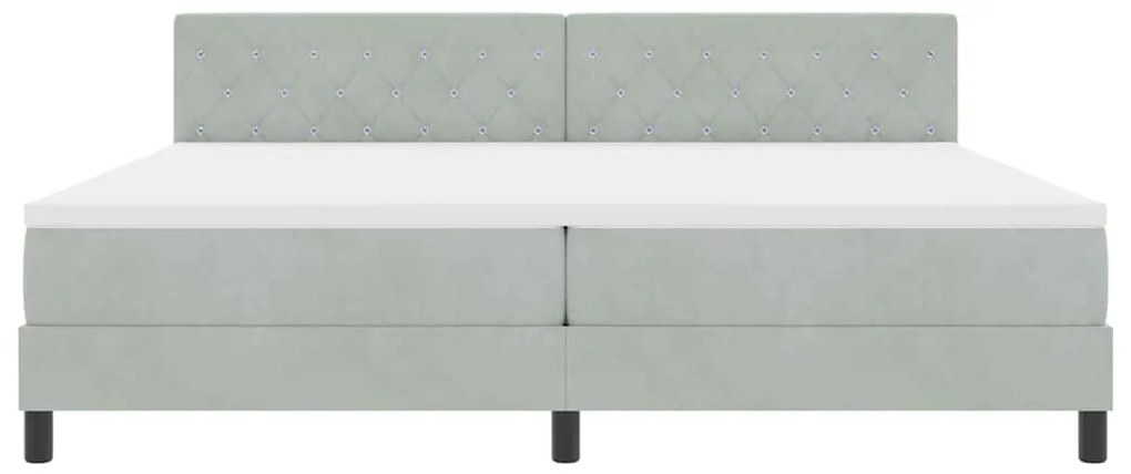 Cama Box Spring vidaXL com Colchão Cinza Claro 200x200 cm Veludo