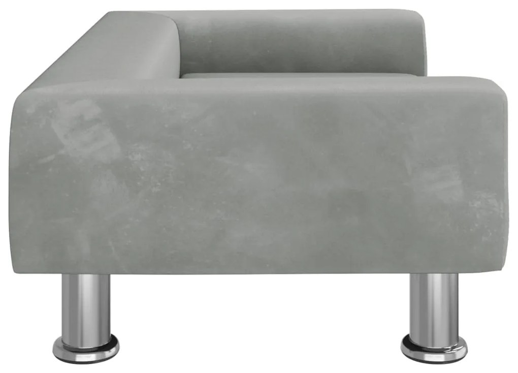 Sofá infantil 70x45x26,5 cm veludo cinzento-claro