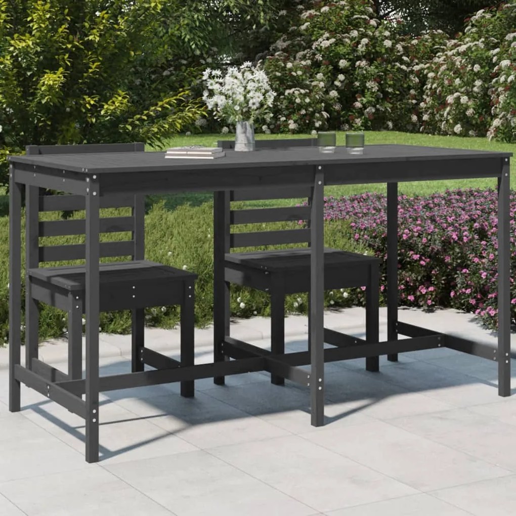 824104 vidaXL Mesa de jardim 203,5x90x110 cm madeira de pinho maciça cinzento