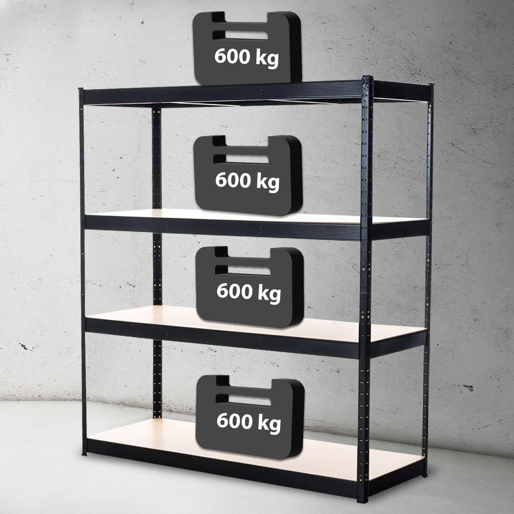 Estante para cargas pesadas 160 x 180 x 60 cm Preto
