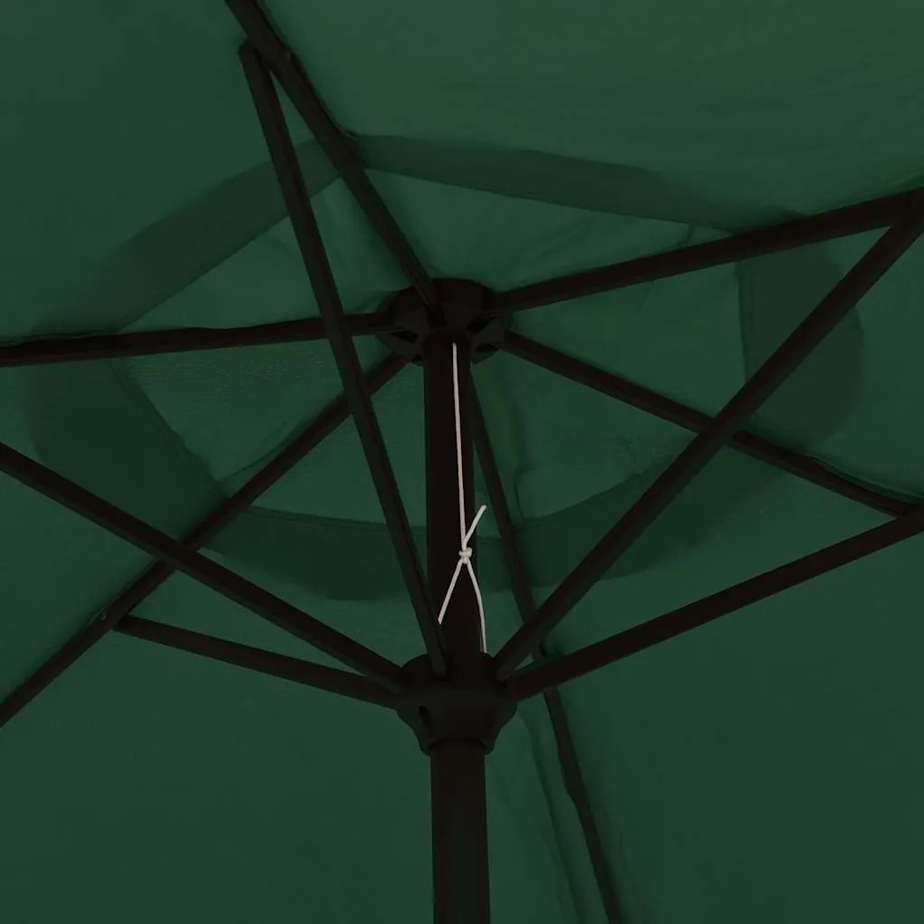 Guarda-sol de jardim cantilever com luzes LED 3 m verde