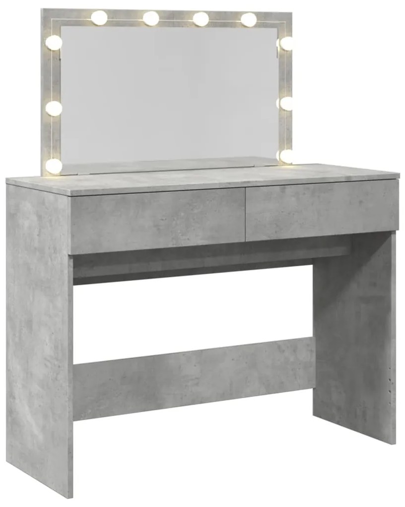 Toucador com LEDs 100x40x120 cm cinzento cimento
