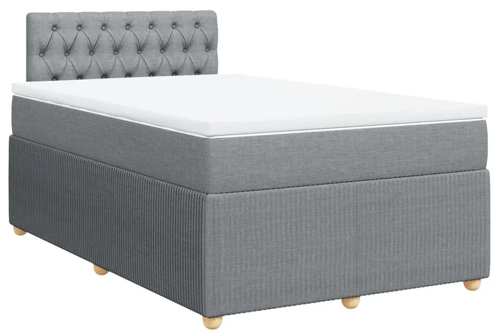 Cama boxspring com colchão 120x190 cm tecido cinzento-claro