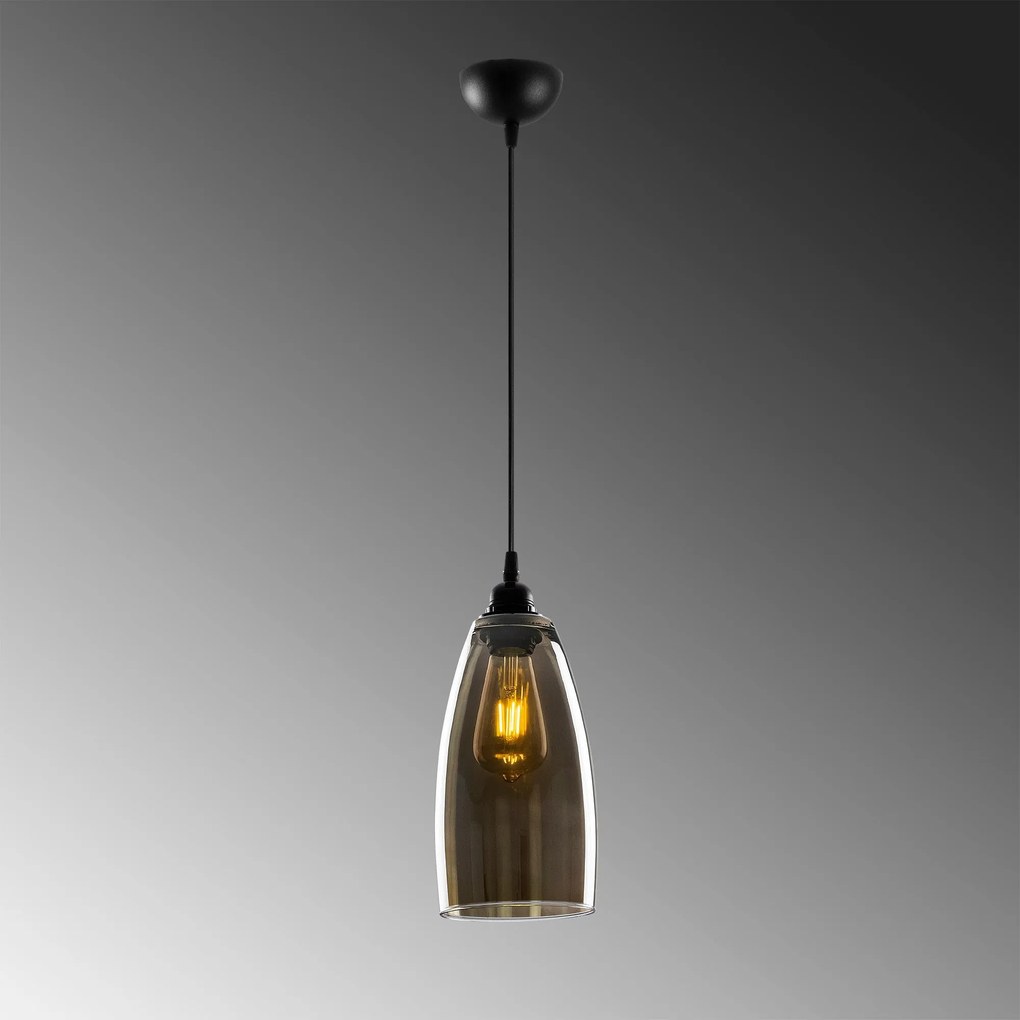 Candeeiro Suspenso Smoked – Fumê – 13 x 13 cm