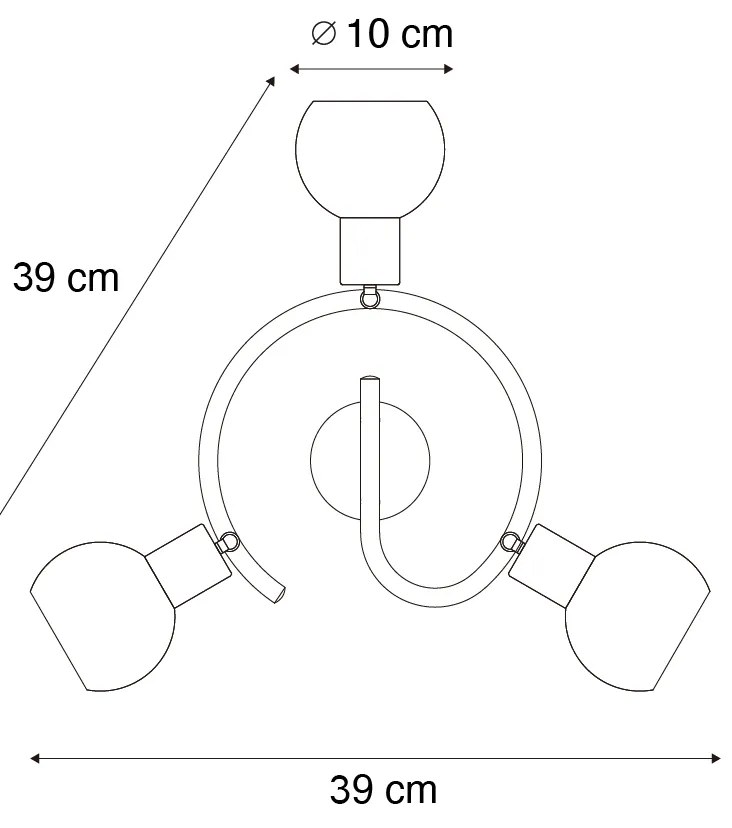 Foco de teto inteligente preto com vidro fumê 3 luzes incluindo WiFi P45 - Vidro