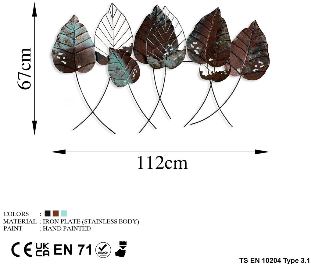 Acessório Decorativo de Parede Casting Leaf – Multicolor – 67 x 112 cm