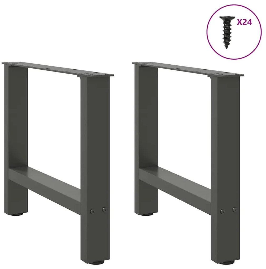Pés para mesa de centro antracite 2 peças 50x(42-43) cm aço