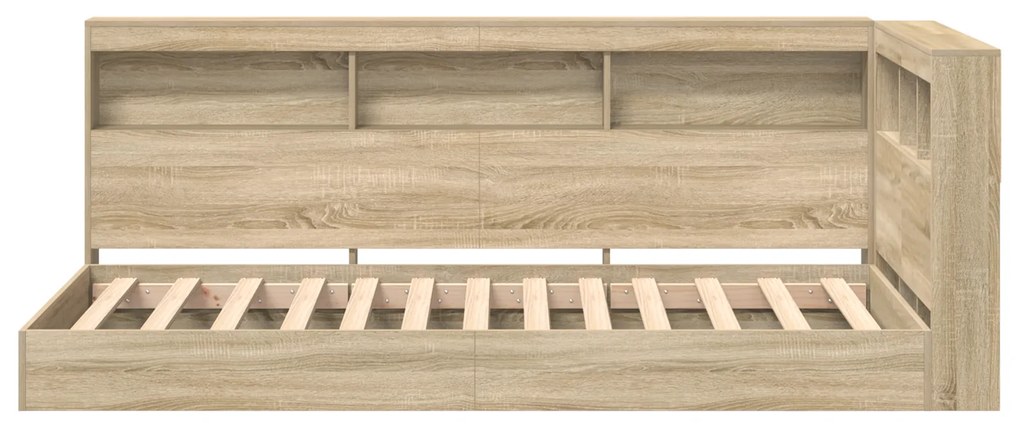 Cama com Estante Carvalho Sonoma 90x200 cm Madeira Engenhada