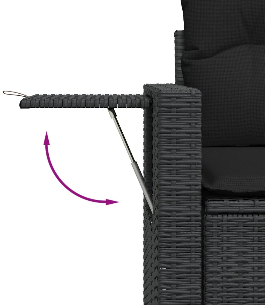 Conjunto de Sofá de Jardim com 11 Peças com Almofadas Preto de Rattan