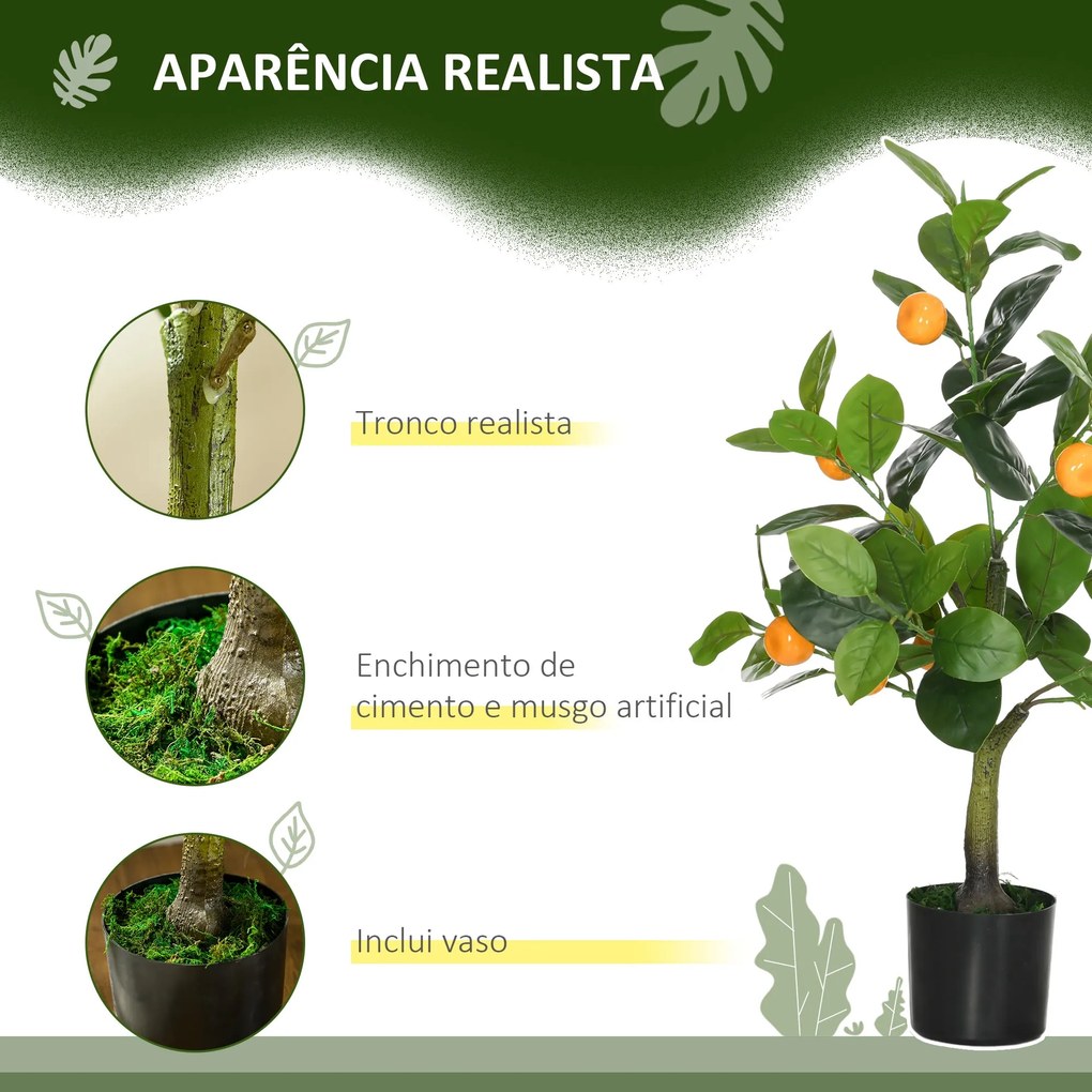 HOMCOM Conjunto de 2 Plantas Artificiais Decorativas Limoeiro e Laranj