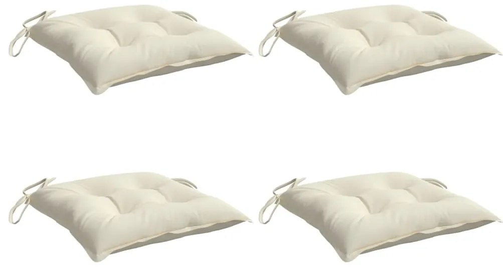Almofadões de cadeira 4 pcs 40x40x7cm tecido oxford branco nata
