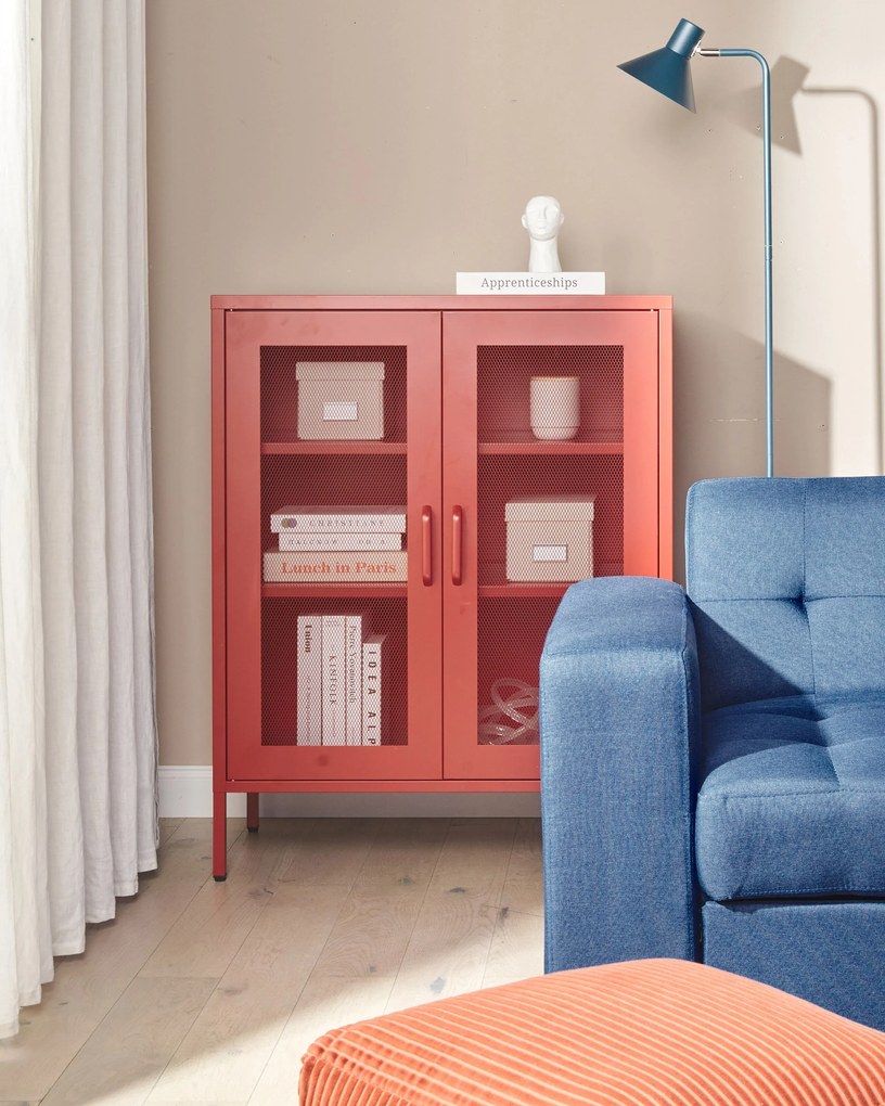 Aparador com 2 portas em metal vermelho WAKATIPU Beliani