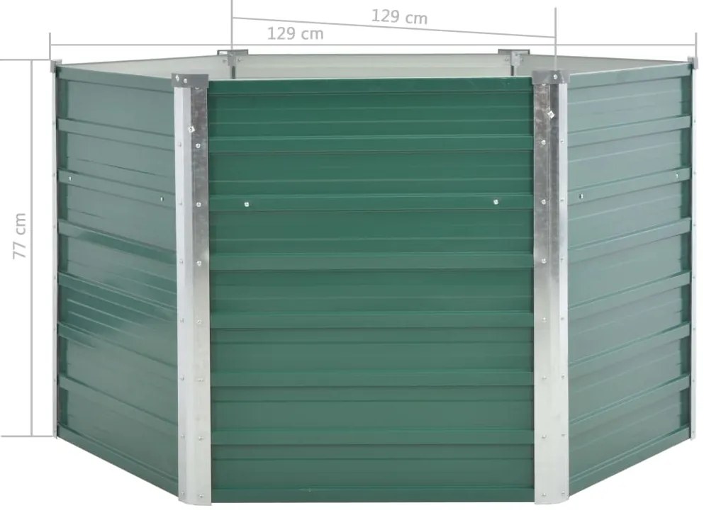 Canteiro elevado jardim aço galvanizado 129x129x77 cm verde