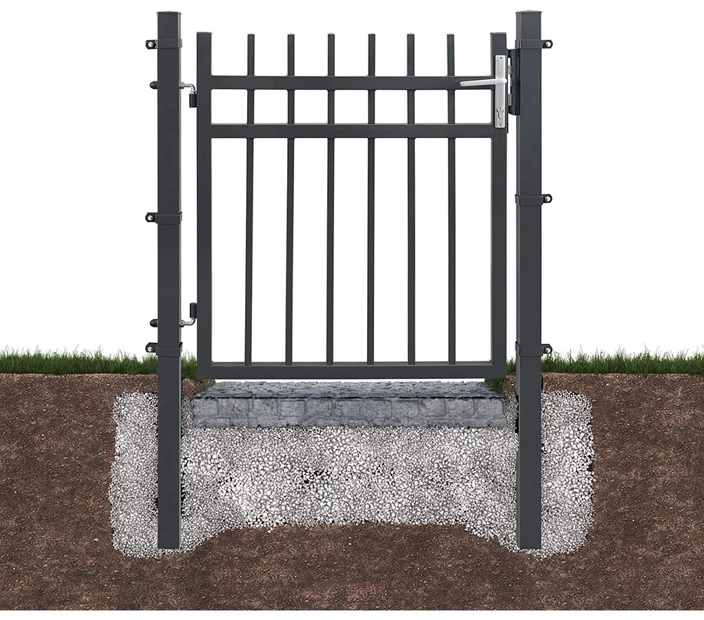 Portão Pequeno de metal para jardim 106 x 6 x 145 cm Cinzento