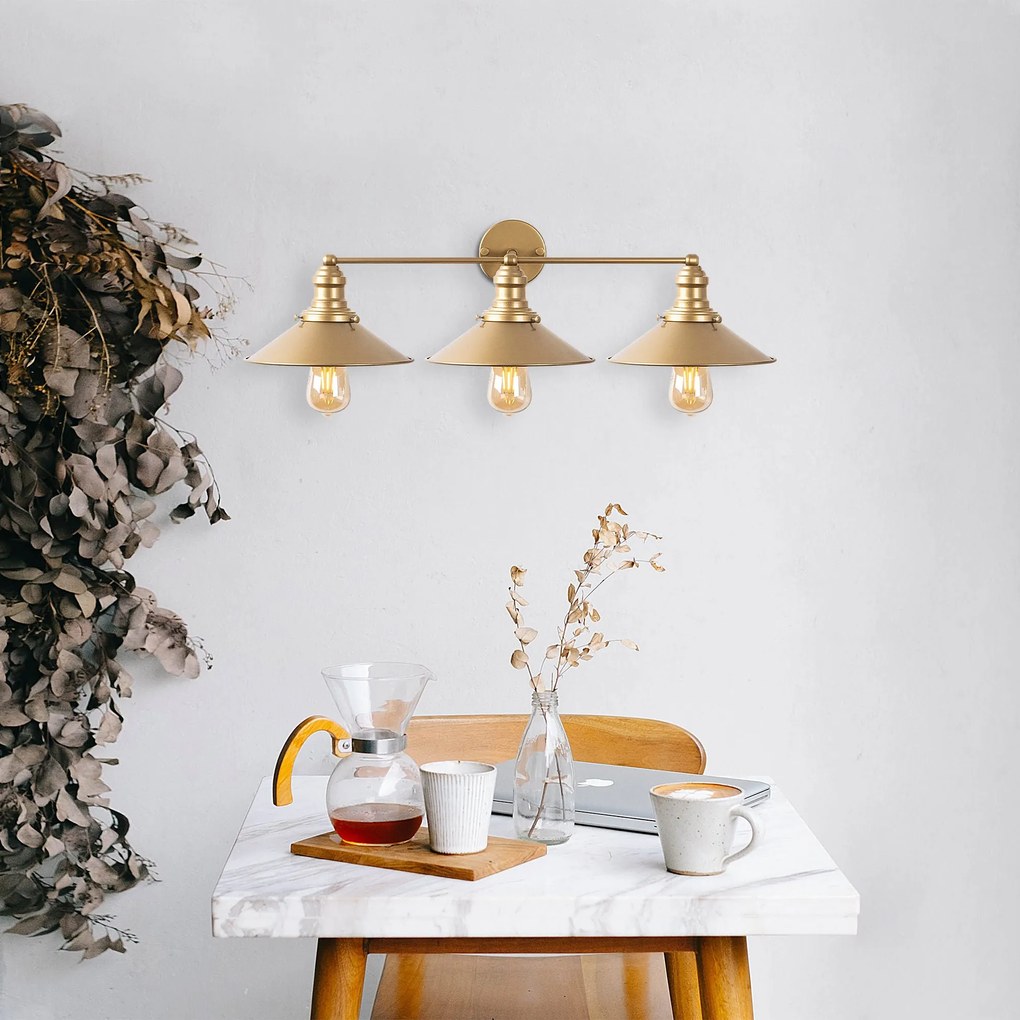 Candeeiro de Parede Conical – Dourado – 75 x 27 x 20 cm