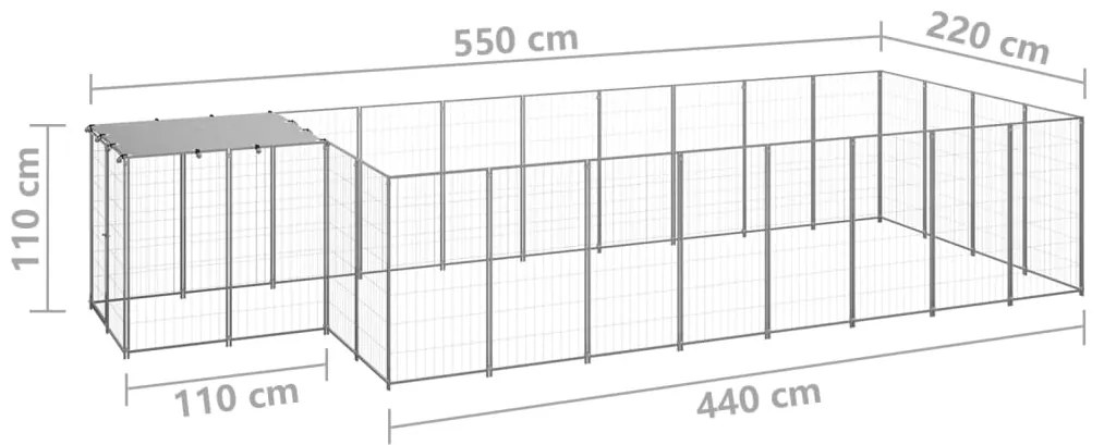 Canil 10,89 m² aço prateado