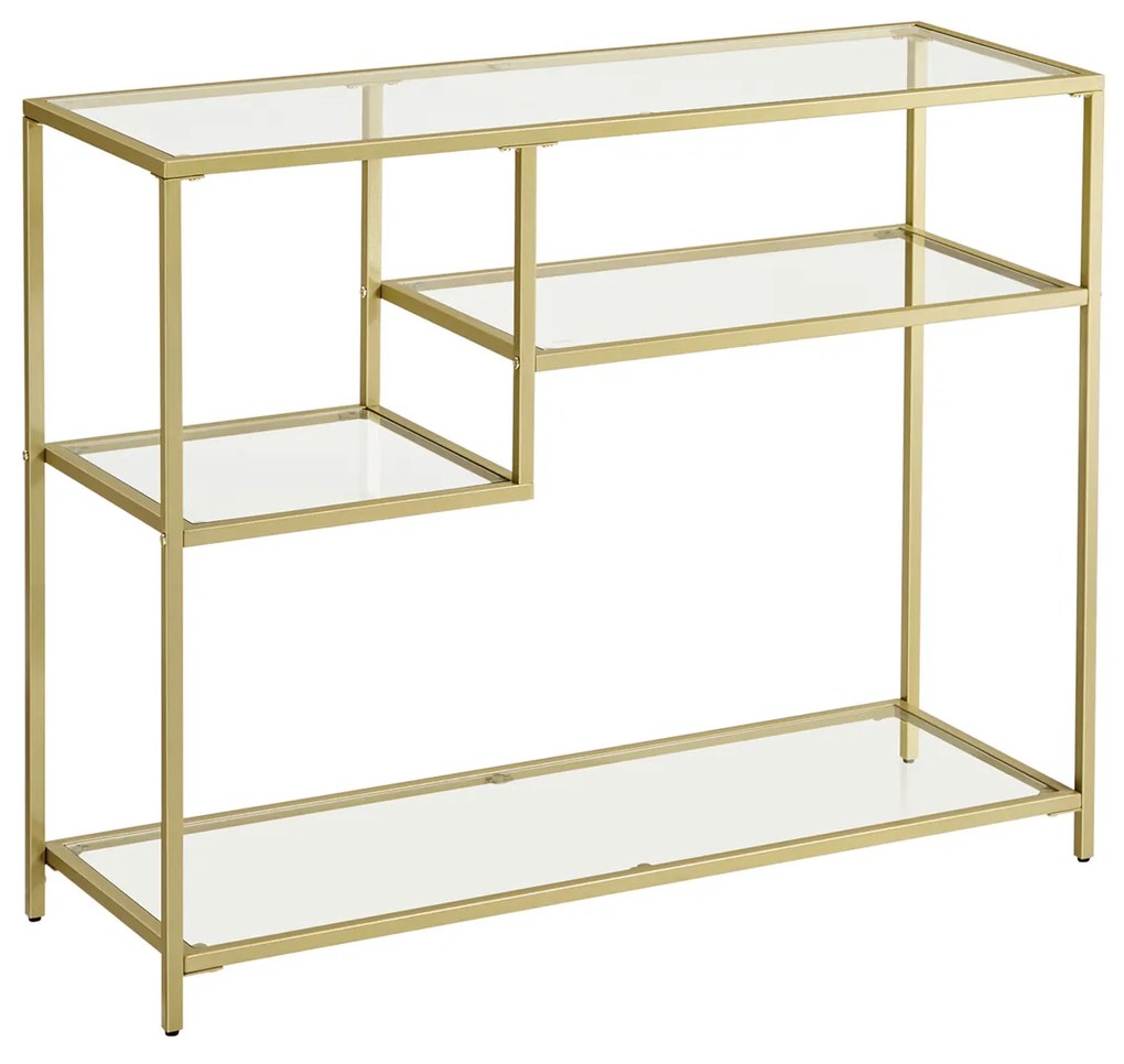 Mesa consola em vidro e metal 35 x 100 x 80 cm Dourado