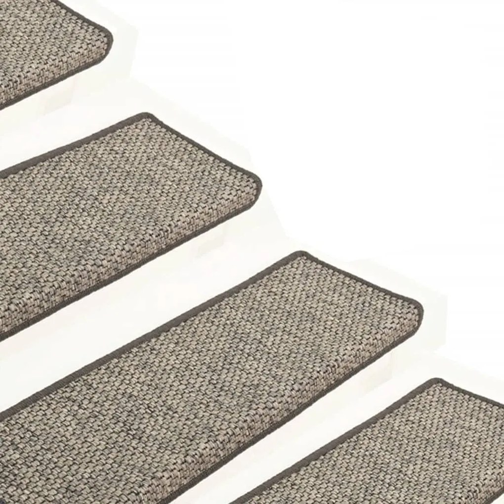 Tapetes de escada adesivos 15 pcs 65x21x4 cm cinzento e bege