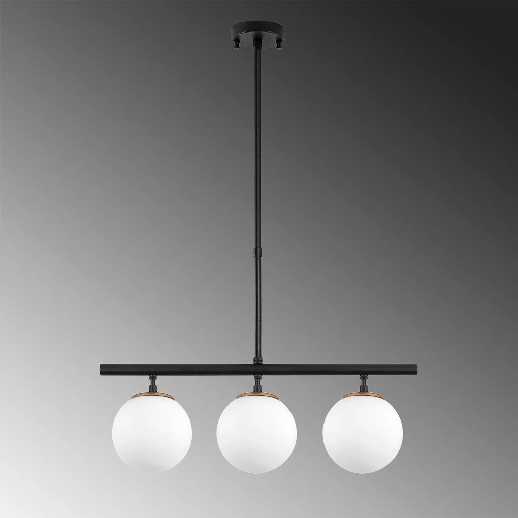 Candeeiro Suspenso Atmaca – Preto Antigo Branco – 60 x 15 cm