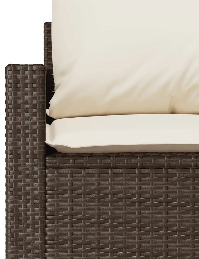 6 pcs conjunto de sofás jardim c/ almofadões vime PE castanho