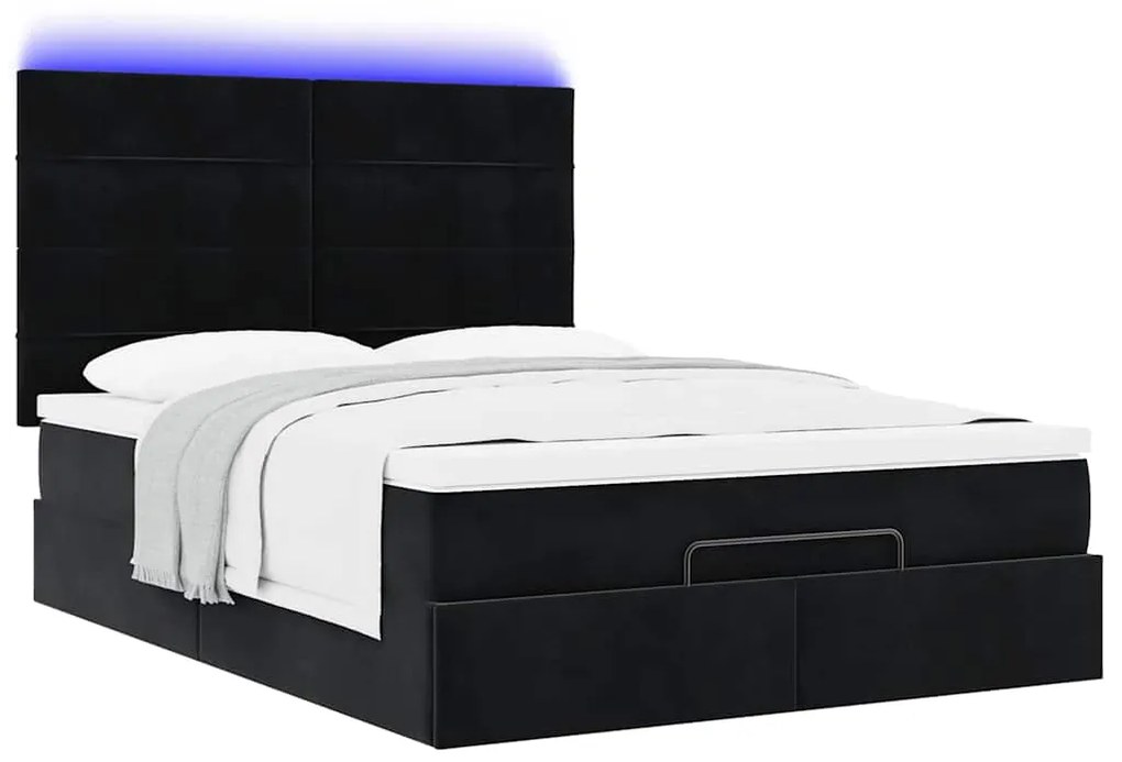 Estrutura de cama otomana com colchões 140x190 cm veludo preto