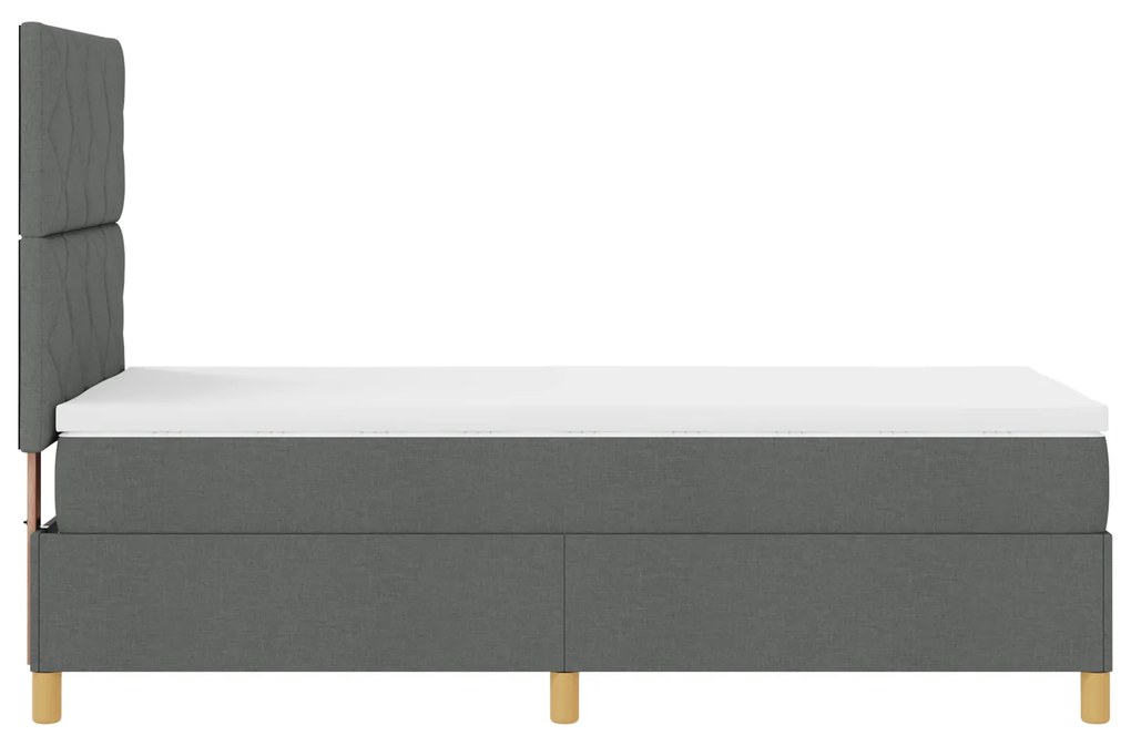 Cama Box Spring com Colchão Cinza Escuro 90x200 cm em Tecido