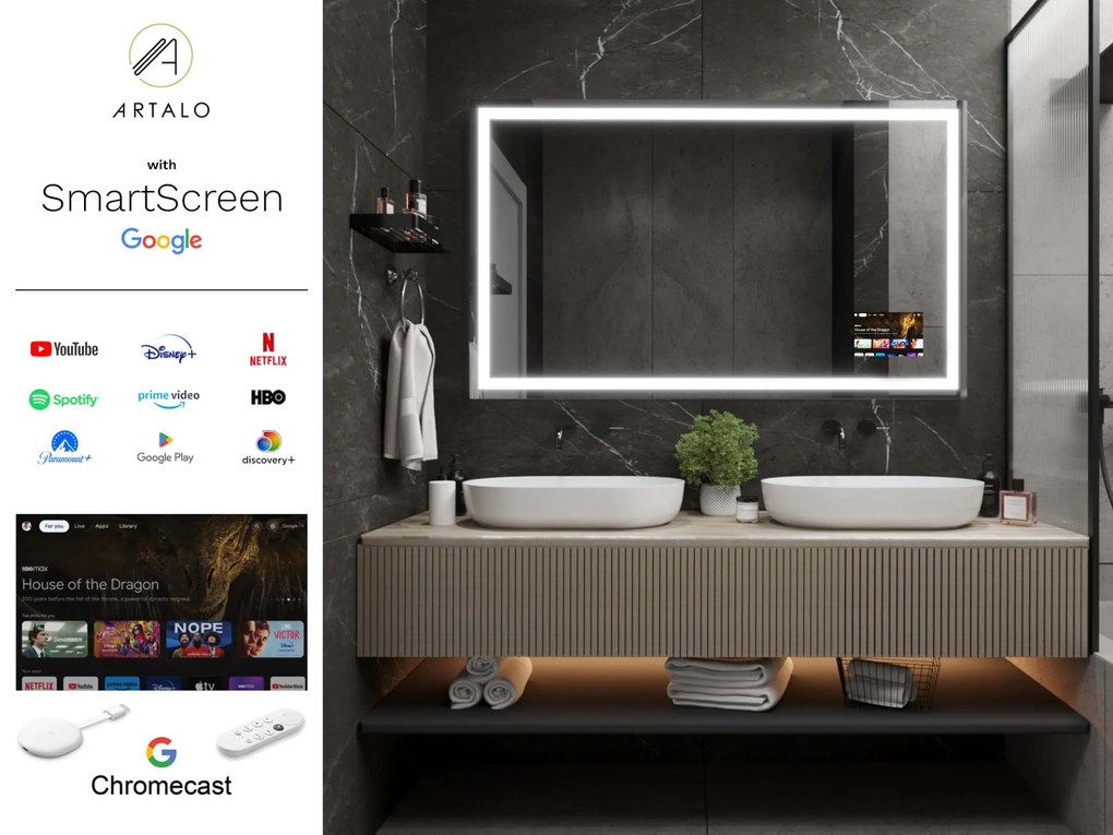 Espelho LED com moldura para casa de banho M7