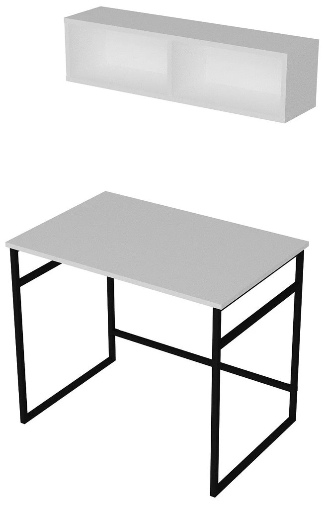 Secretária de Estudo Gama - Branco e Preto - 90x75x60 cm
