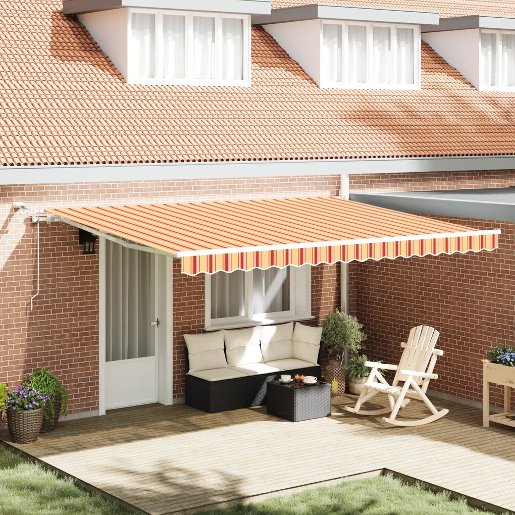 vidaXL Toldo Retrátil Automático com LED Laranja e Amarelo 450x300 cm