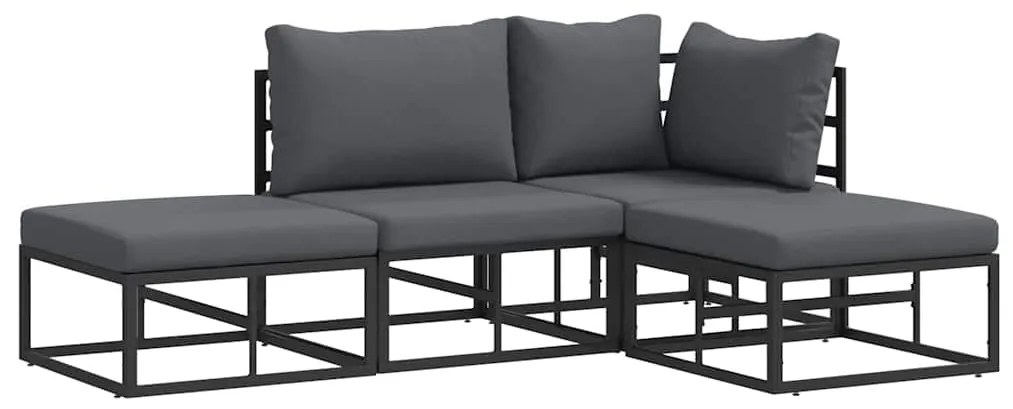 Conjunto de Sofá de Jardim 4 pcs Preto 211.5 x 141.5 x 71 cm