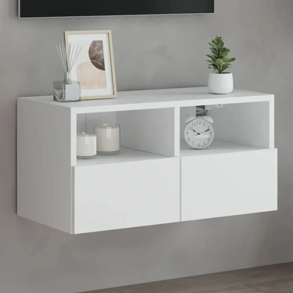 vidaXL Móvel de parede p/ TV 60x30x30 cm derivados de madeira branco