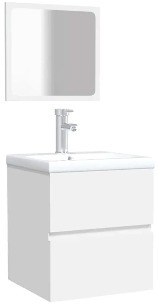 Armário de casa de banho com espelho madeira processada branco