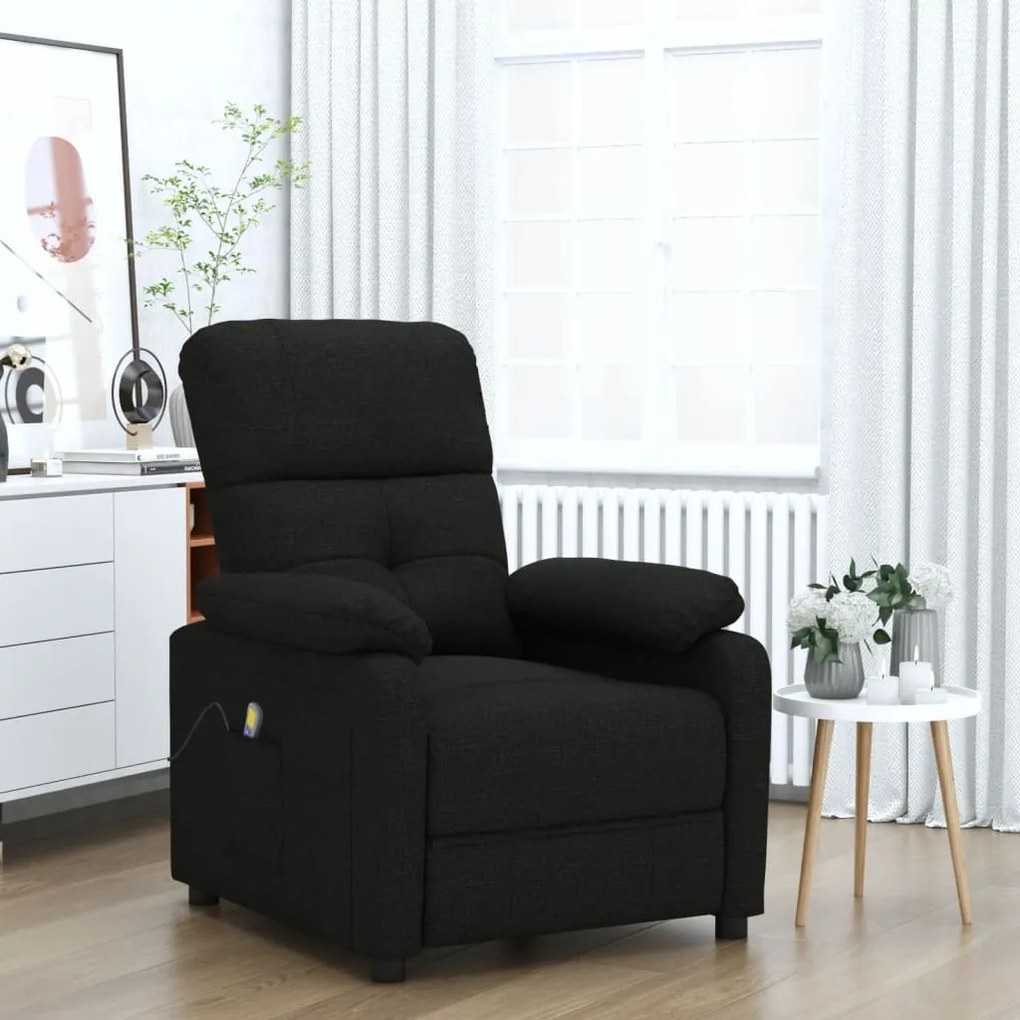 289674 vidaXL Poltrona de massagens tecido preto
