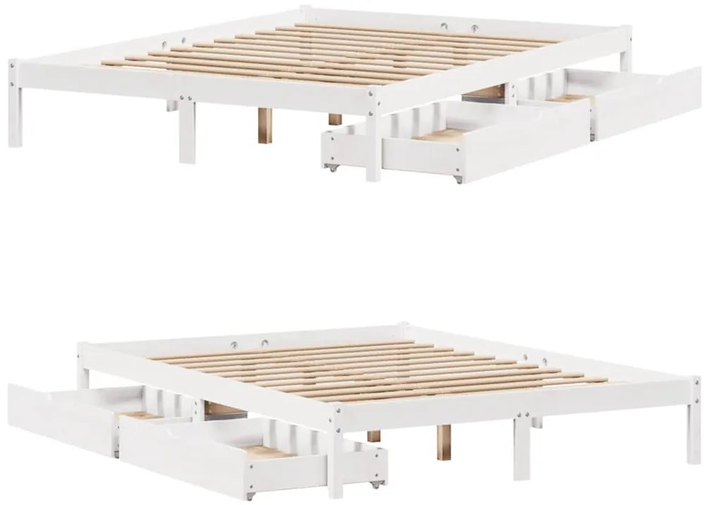 Cama sem colchão 140x200 cm madeira de pinho maciça branco