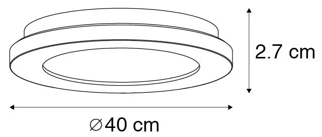 Plafon circular branco 40cm regulável-3-etapas LED IP44 - STEVE Moderno