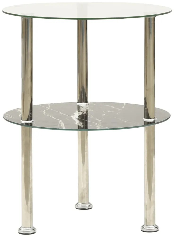 vidaXL Mesa c/ duas prateleiras 38cm vidro temp. transparente e preto