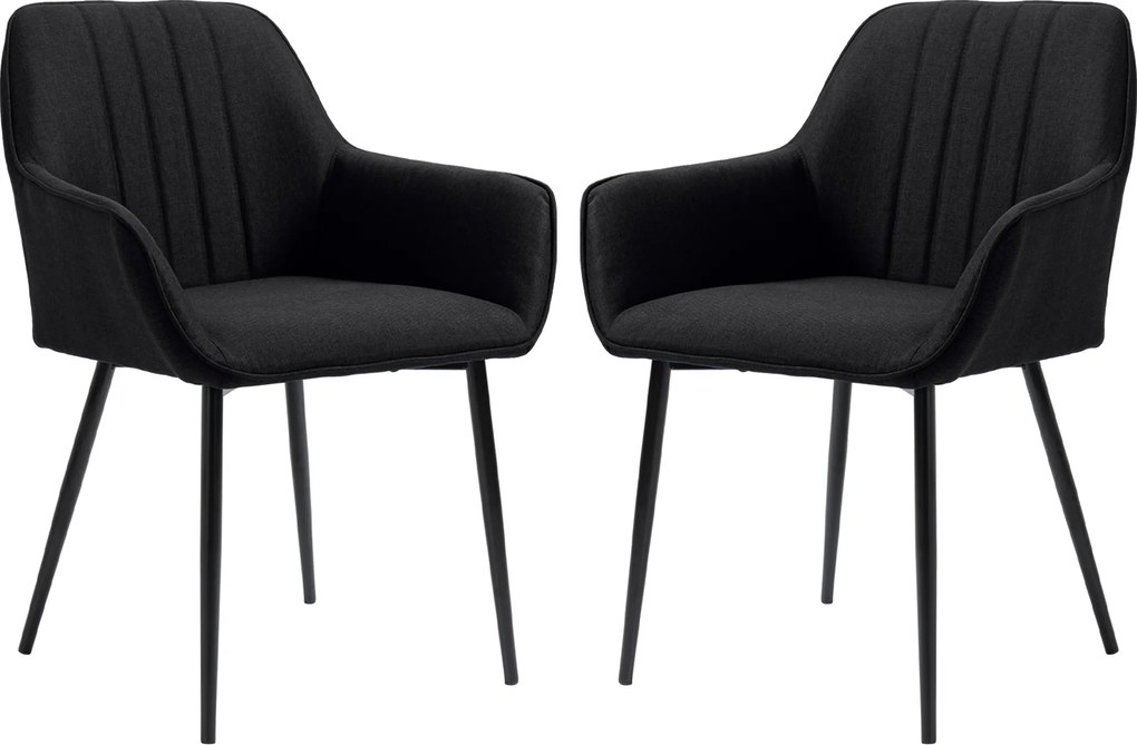 Conjunto de 2 cadeiras de sala de jantar Design escandinavo (MESA NÃO INCLUIDA) Pernas cónicas em metal pretas