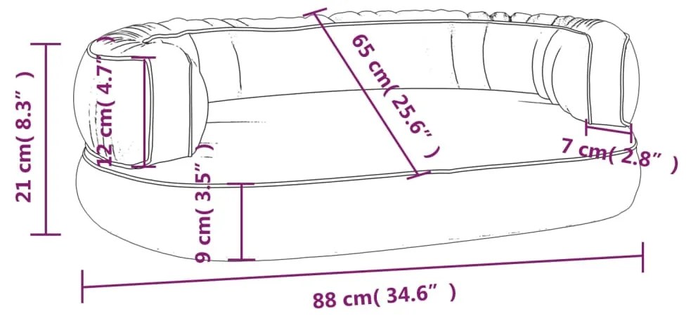 Cama p/ cães em espuma ergonómico 88x65cm couro artificial azul
