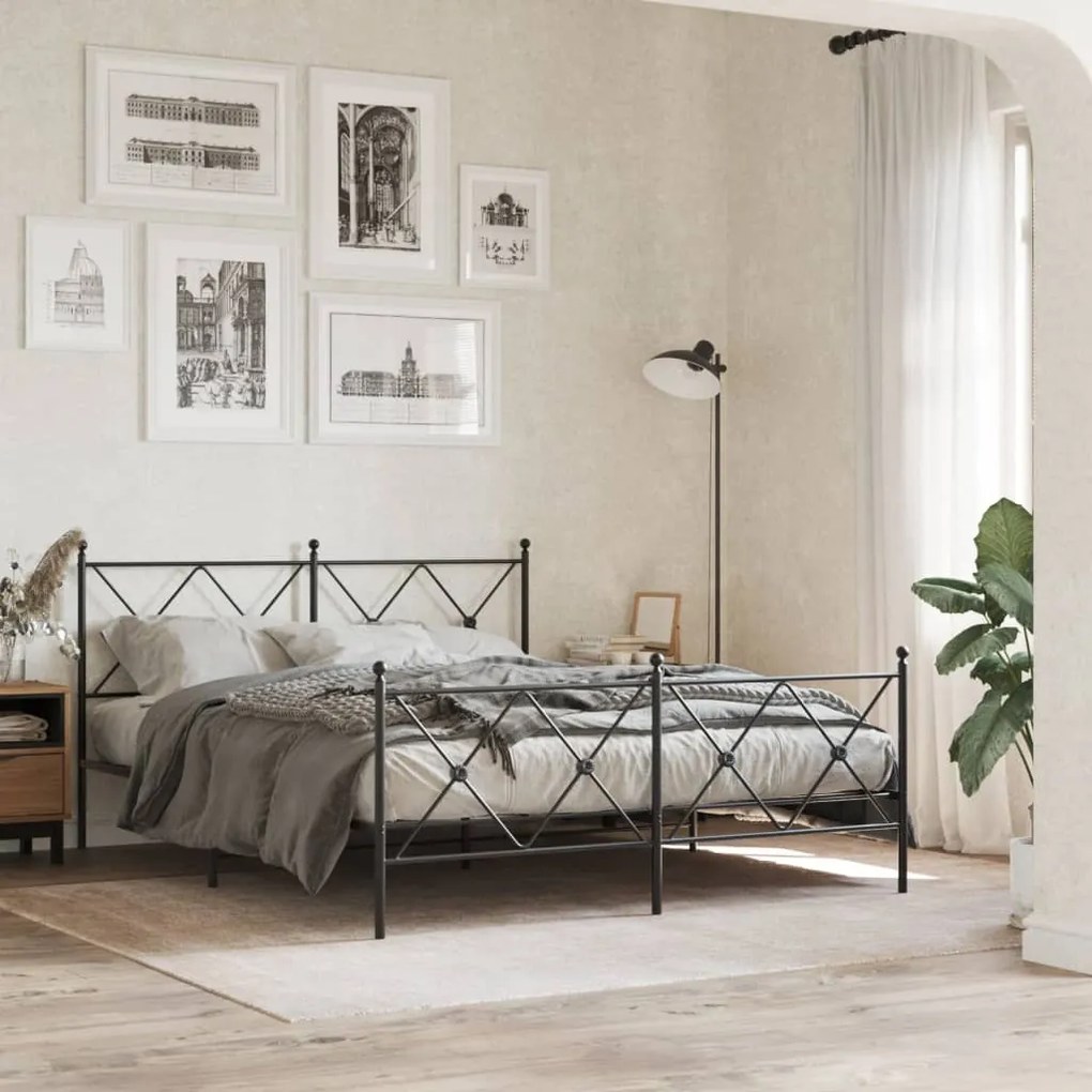 Cabeceira de cama 150 cm metal preto