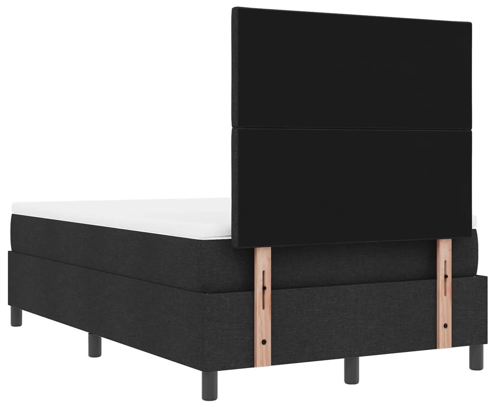 Cama Box com colchão e banco preto 120x200 cm tecido