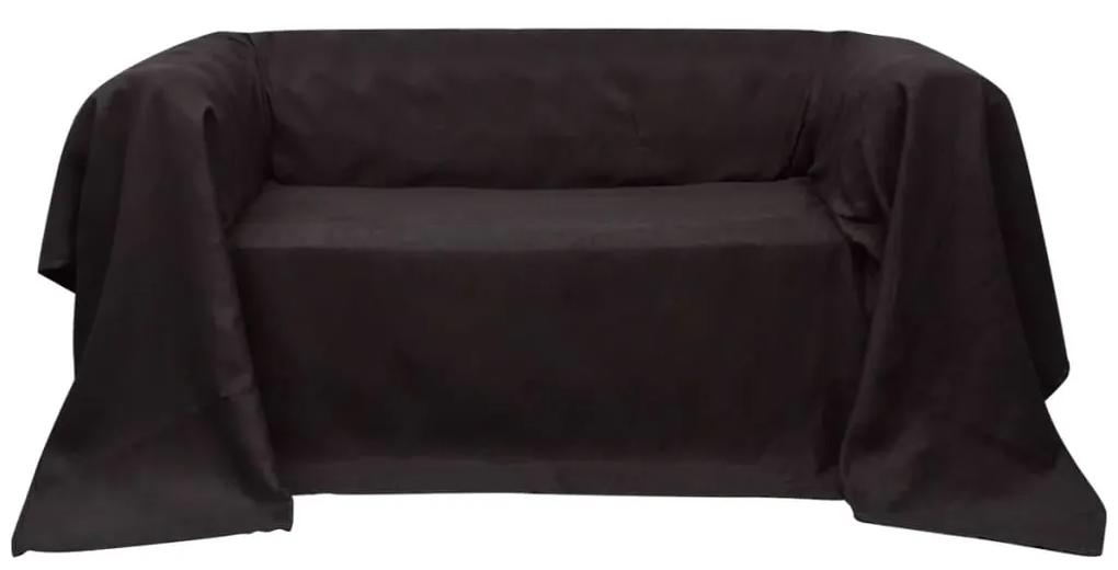 Manta de sofá em microfibra castanho 210 x 280 cm