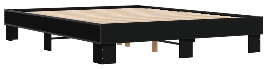 Estrutura de cama 150x200 cm derivados de madeira/metal preto