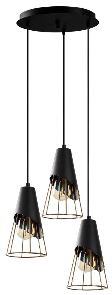 Chandelier Sivani Tel – Preto – Diâmetro 40 cm, Altura 124 cm