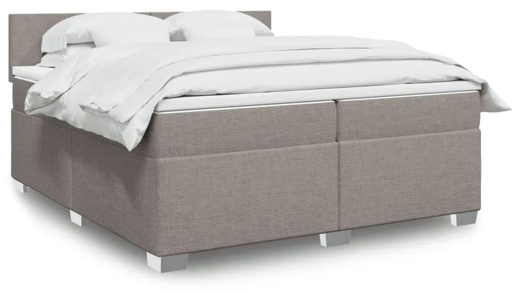 vidaXL Cama com molas/colchão 200x200 cm tecido castanho-acinzentado