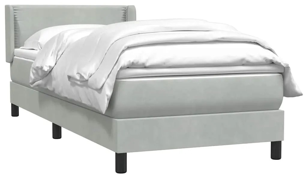 Cama com molas/colchão cinzento-claro 80x220 cm veludo
